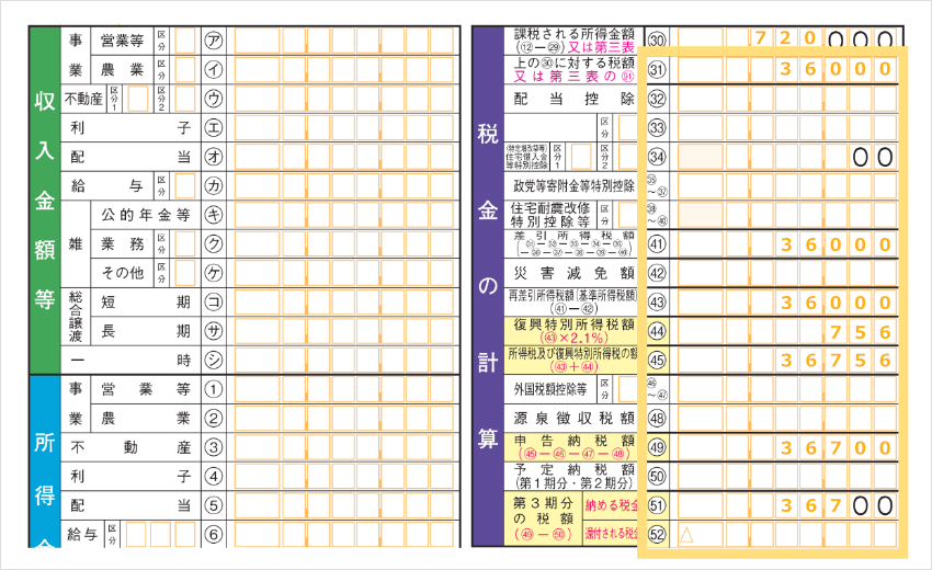 納税額の記入